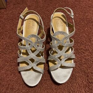 ravel Silver Glitter Strappy Heeled Sandals